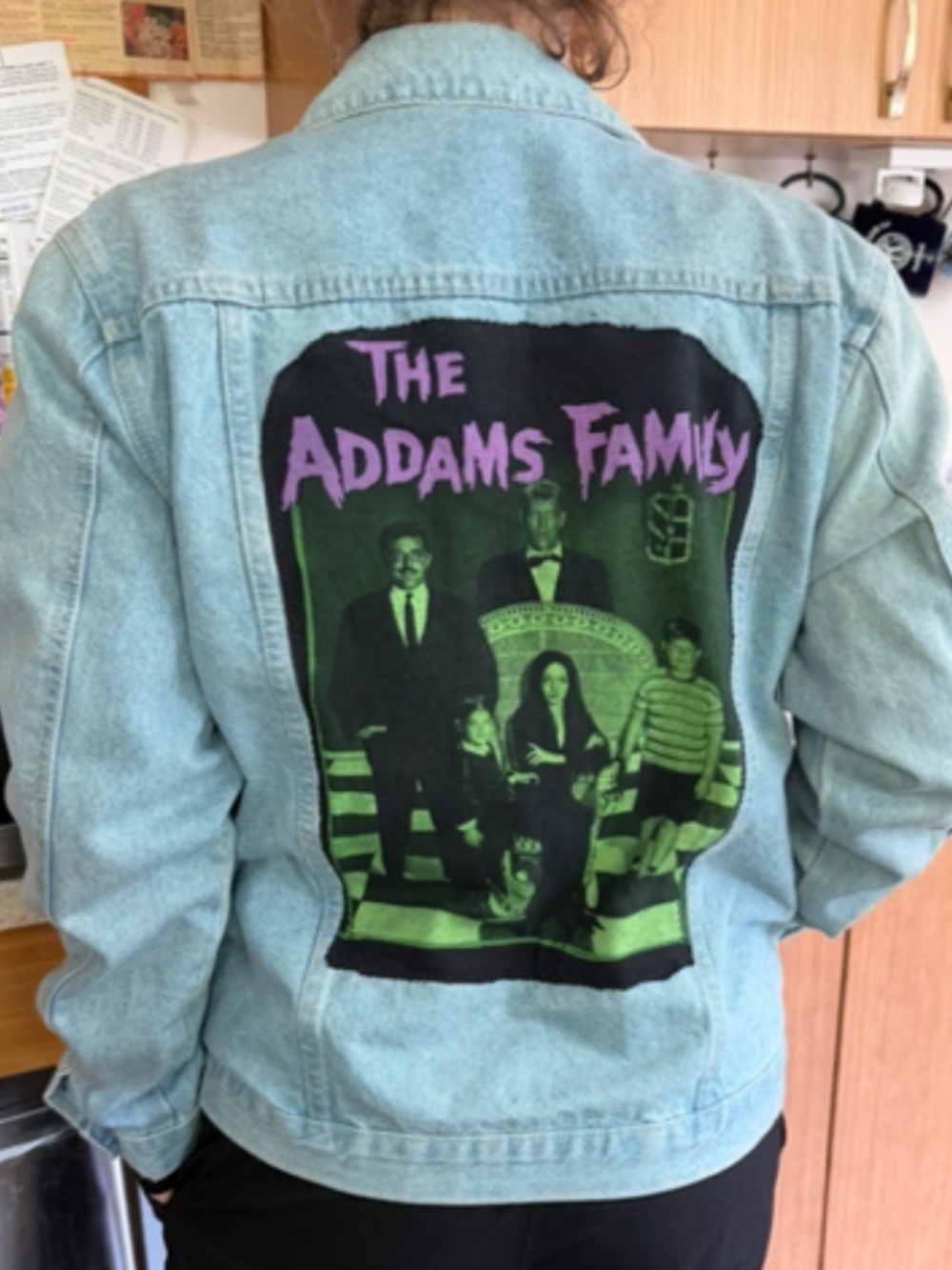 The Addam’s Family Goth 60’s 70’s Upcycled  denim Jacket Unisex XS